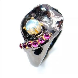 Natural labradorite ring